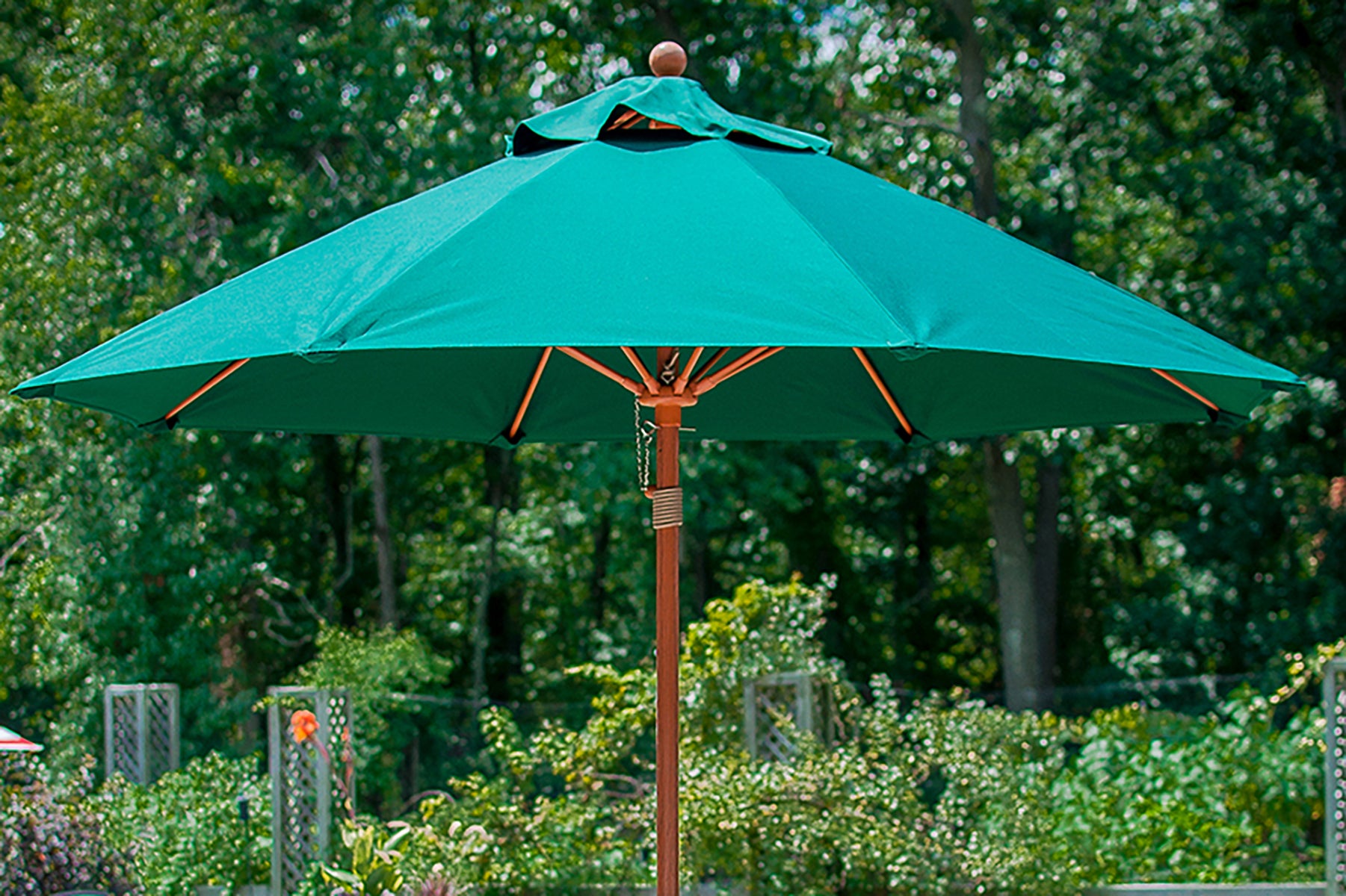 fiberglass patio umbrella Frankford 854FM 9' Monterey Pulley Lift Fiberglass Market Umbrella – Willow Creek Designs