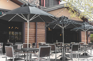 Frankford 854CAM 9' Greenwich Pulley Lift Aluminum Market Umbrella
