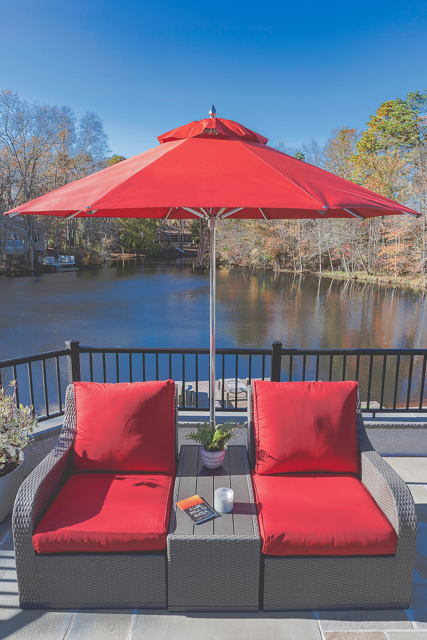 frankford 9 foot patio umbrellas Frankford 854CAM 9' Greenwich Pulley Lift Aluminum Market Umbrella – Willow Creek Designs