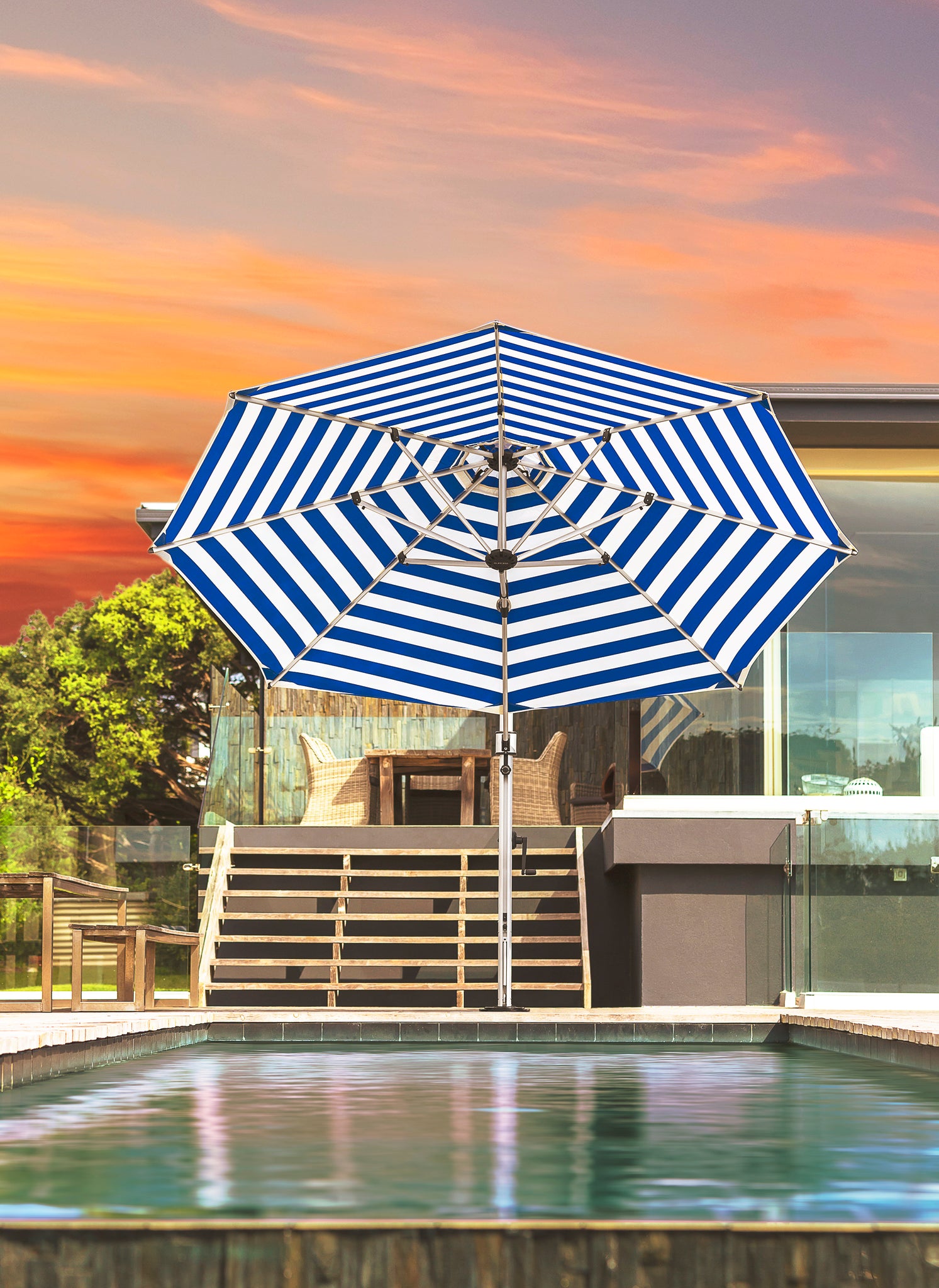 11' cantilever patio umbrella LAUSAINT HOME 11 Ft Outdoor Umbrella, Deluxe Curvy with 360 Rotation Stay in the shade with our clever auto 11 FT Square Aluminum Outdoor