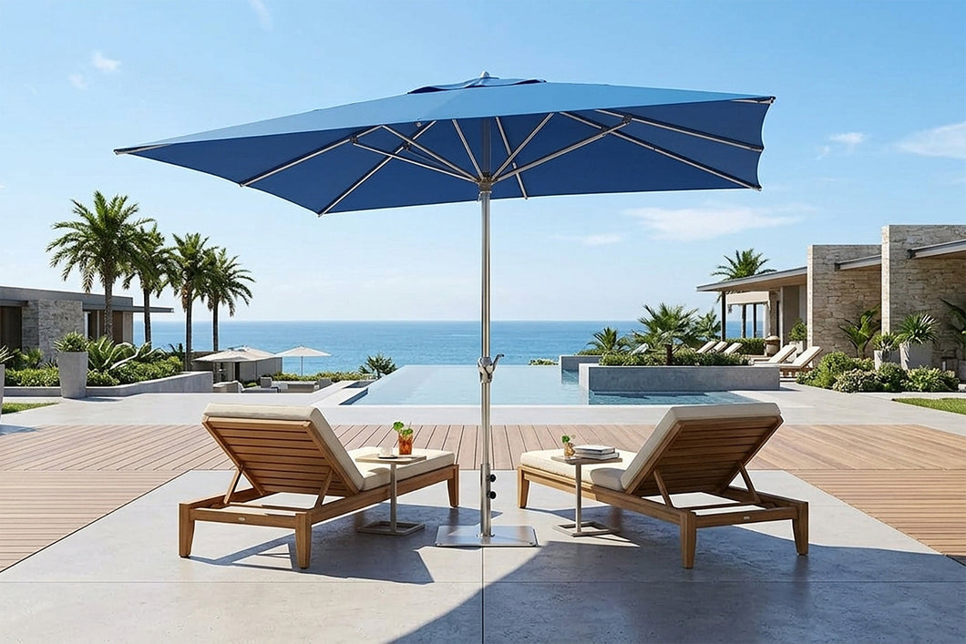 Frankford 876FMA-R 8' x 10' Monterey Crank Lift Auto Tilt Fiberglass Market Umbrella