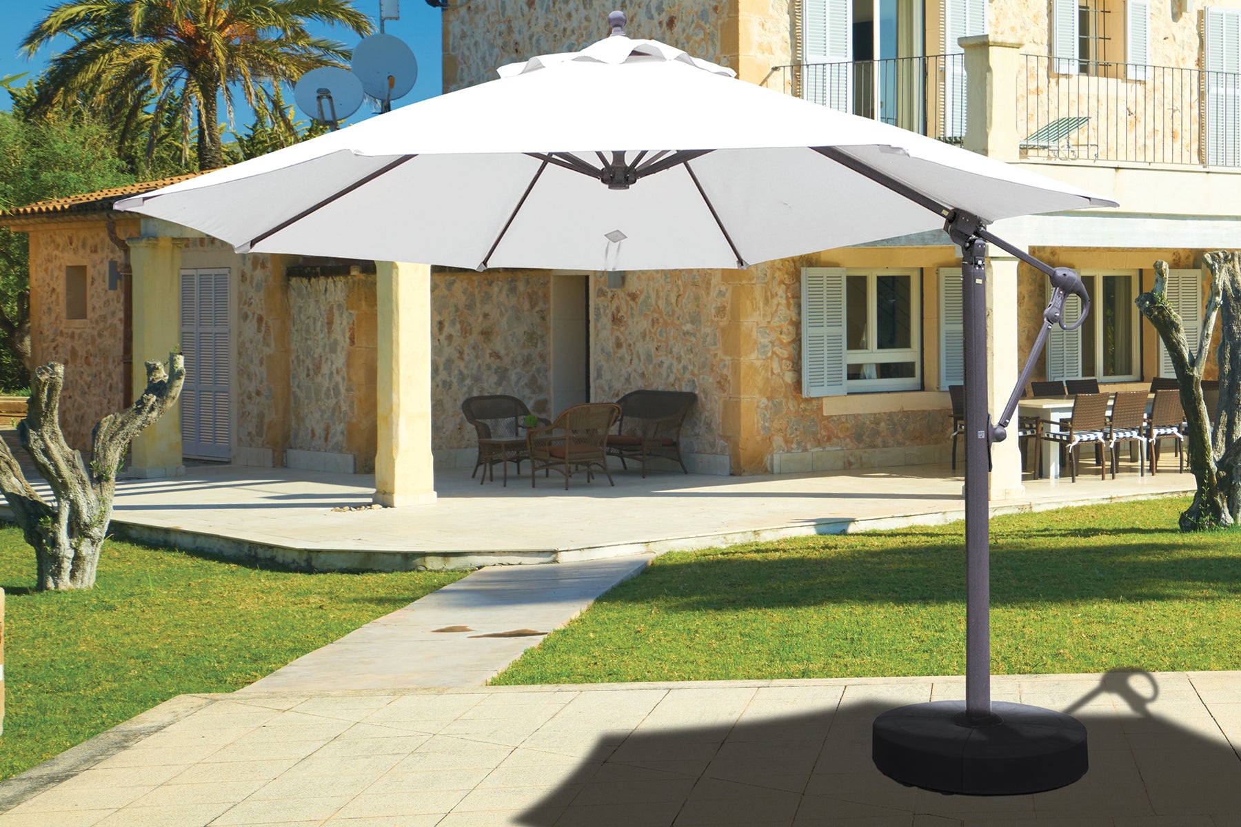Galtech 887 11' Lift and Tilt Aluminum Outdoor Cantilever Umbrella – Willow Creek Designs Galtech 887 11' Lift and Tilt Aluminum Outdoor Cantilever Umbrella – Willow Creek Designs