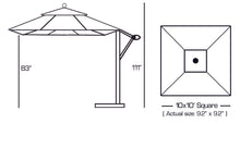 Galtech 897 10' x 10' Lift and Tilt Cantilever Aluminum Outdoor Market Umbrella