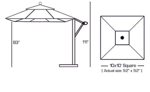 Galtech 897 10' x 10' Lift and Tilt Cantilever Aluminum Outdoor Market Umbrella
