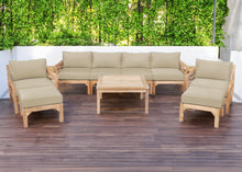 8 pc Monterey Teak Deluxe Sofa Deep Seating Set with 36" Coffee Table. Sunbrella Cushion.