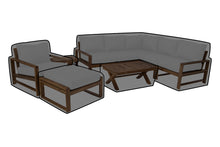 9 pc Newport Teak Sectional Set with 42" Coffee Table WeatherMAX Outdoor Weather Cover