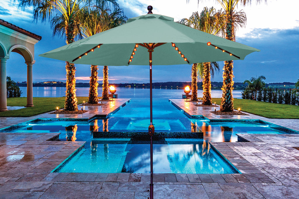 Galtech 936 9' Octagon Auto Tilt Crank Lift Umbrella with LED Lights ...