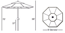 Galtech 936 9' Octagon Auto Tilt Crank Lift Umbrella with LED Lights