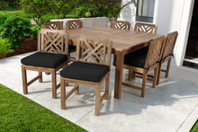9 pc Monterey Teak Dining Set with 64" Square Dining Table