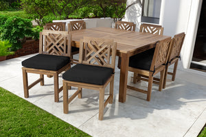 9 pc Monterey Teak Dining Set with 64" Square Dining Table