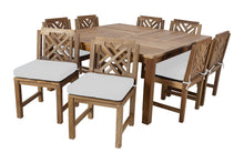 9 pc Monterey Teak Dining Set with 64" Square Dining Table