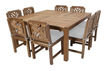 9 pc Monterey Teak Dining Set with 64" Square Dining Table