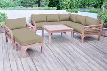 9 pc Monterey Teak Sectional Seating Group with 36" Chat Table. Sunbrella Cushion.