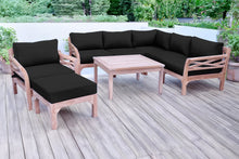 9 pc Monterey Teak Sectional Seating Group with 36" Chat Table. Sunbrella Cushion.