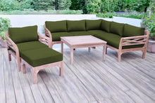 9 pc Monterey Teak Sectional Seating Group with 36" Chat Table. Sunbrella Cushion.