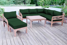 9 pc Monterey Teak Sectional Seating Group with 36" Chat Table. Sunbrella Cushion.