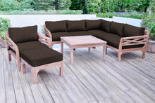 9 pc Monterey Teak Sectional Seating Group with 36" Chat Table. Sunbrella Cushion.