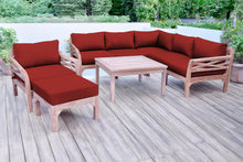 9 pc Monterey Teak Sectional Seating Group with 36" Chat Table. Sunbrella Cushion.
