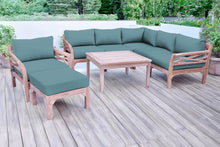 9 pc Monterey Teak Sectional Seating Group with 36" Chat Table. Sunbrella Cushion.