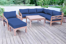 9 pc Monterey Teak Sectional Seating Group with 36" Chat Table. Sunbrella Cushion.