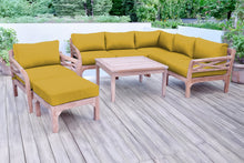 9 pc Monterey Teak Sectional Seating Group with 36" Chat Table. Sunbrella Cushion.