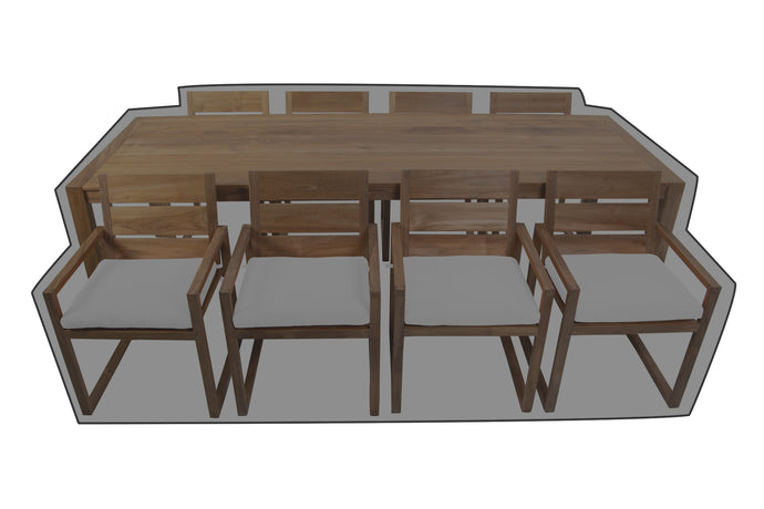 9 pc Venice Teak Arm Dining Set with 108