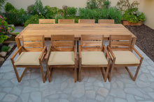 9 pc Venice Teak Arm Dining Set with 108" Rectangular Dining Table