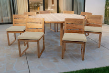 9 pc Venice Teak Armless Dining Set with 72" Round Dining Table