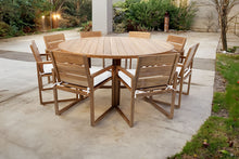 9 pc Venice Teak Arm Dining Set with 72" Round Dining Table