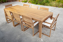 9 pc Venice Teak Arm Dining Set with 95" Rectangular Dining Table