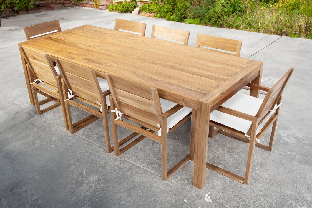 9 pc Venice Teak Arm Dining Set with 95