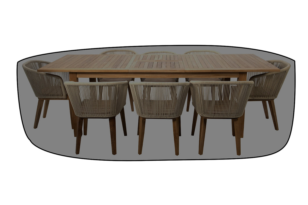 9 pc Westlake Rope & Teak Outdoor Dining Set with 79