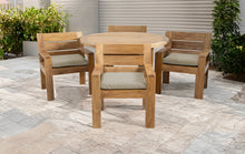 5 pc Pacific Teak Dining Set with 60" Round Dining Table - 4x Arm