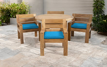 5 pc Pacific Teak Dining Set with 60" Round Dining Table - 4x Arm