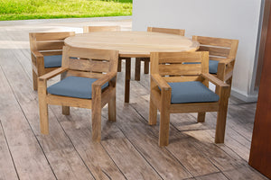 7 pc Pacific Teak Dining Set with 60" Round Dining Table