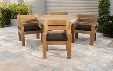 5 pc Pacific Teak Dining Set with 60" Round Dining Table - 4x Arm