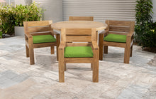 5 pc Pacific Teak Dining Set with 60" Round Dining Table - 4x Arm