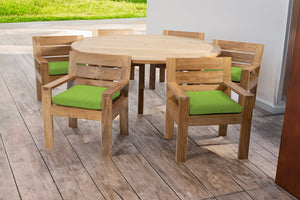 7 pc Pacific Teak Dining Set with 60" Round Dining Table