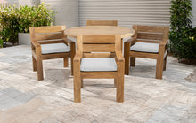 5 pc Pacific Teak Dining Set with 60" Round Dining Table - 4x Arm