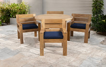 5 pc Pacific Teak Dining Set with 60" Round Dining Table - 4x Arm