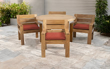 5 pc Pacific Teak Dining Set with 60" Round Dining Table - 4x Arm