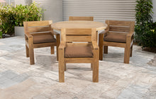 5 pc Pacific Teak Dining Set with 60" Round Dining Table - 4x Arm