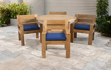 5 pc Pacific Teak Dining Set with 60" Round Dining Table - 4x Arm