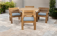 5 pc Pacific Teak Dining Set with 60" Round Dining Table - 4x Arm