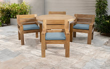 5 pc Pacific Teak Dining Set with 60" Round Dining Table - 4x Arm