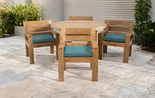 5 pc Pacific Teak Dining Set with 60" Round Dining Table - 4x Arm