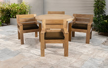 5 pc Pacific Teak Dining Set with 60" Round Dining Table - 4x Arm