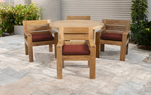 5 pc Pacific Teak Dining Set with 60" Round Dining Table - 4x Arm