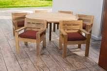 7 pc Pacific Teak Dining Set with 60" Round Dining Table