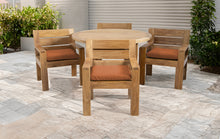 5 pc Pacific Teak Dining Set with 60" Round Dining Table - 4x Arm
